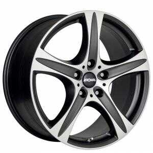 Ronal R55 Matt Black Polished 7.5x17 5/120 ET55 N65.1